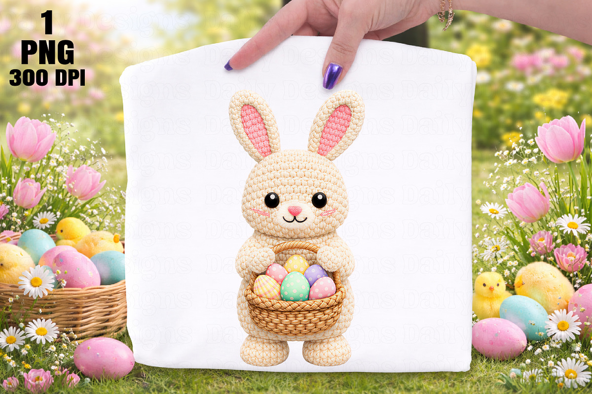 Easter Bunny Holding Basket PNG, an Illustration by Daily.Designs (Photo 1 of 5)