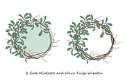 Mistletoe Wreath Illustration Set, an Object Graphic by Toltemara (Thumbnail 2 of 3)