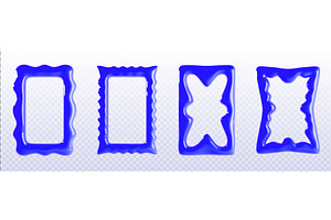 Blue Y2K wavy border frame with, an Object Illustration by art PVP - market