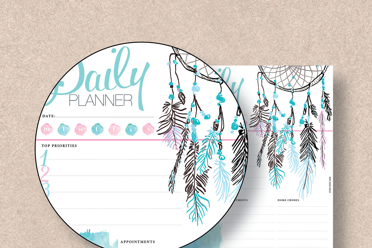 Daily Planner: Half Letter & Letter, a Stationery Template by Stick with Sam (Photo 3 of 4)