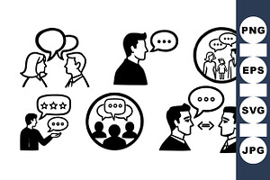 Communication Chat Icon Set, an Illustration by designvectx