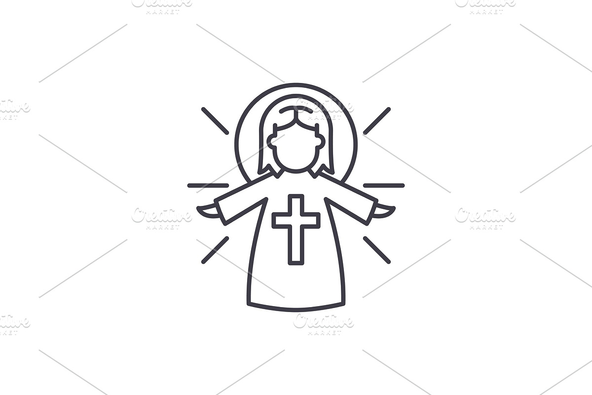 Religious angel line icon concept, a Decorative Illustration by urban icon