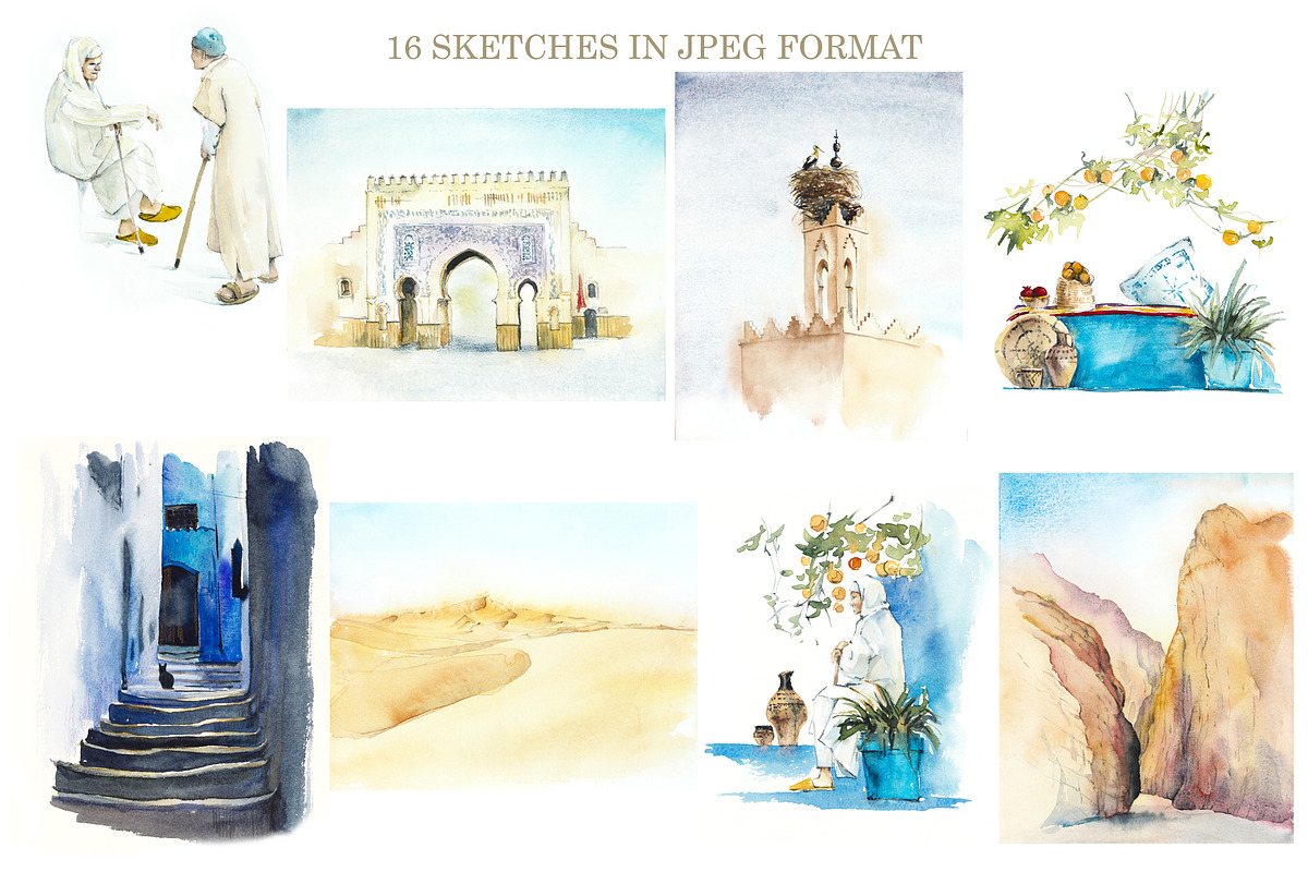 Watercolor Set Morocco 2, an Object Illustration by Budogoshch (Photo 3 of 4)