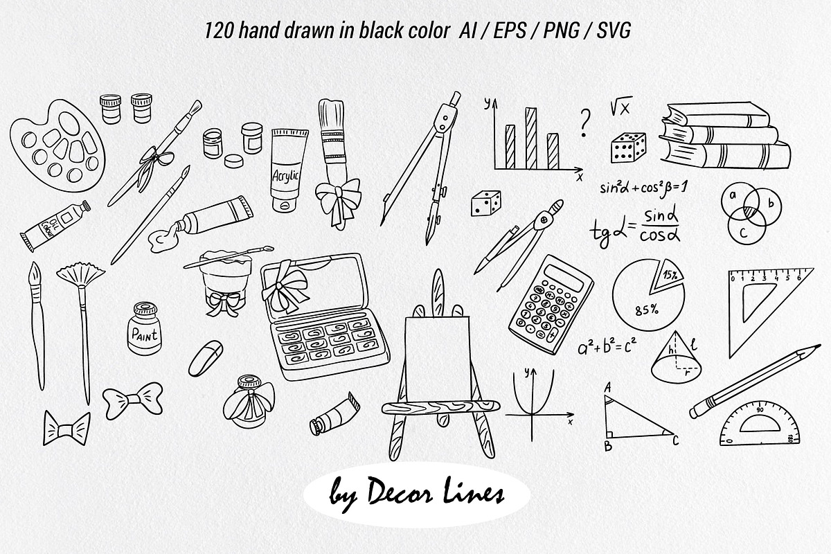 Back To School Doodles With Bows, an Education Illustration by Decor Lines (Photo 5 of 16)