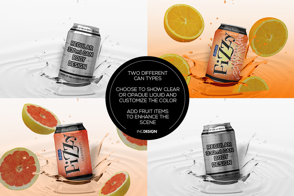 Can Splash Packaging Mock Up, a Product Mockup by INCDesign