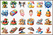 Quirky Summer Beach Day Clipart, an Illustration by Sublimation Artist (Thumbnail 3 of 6)