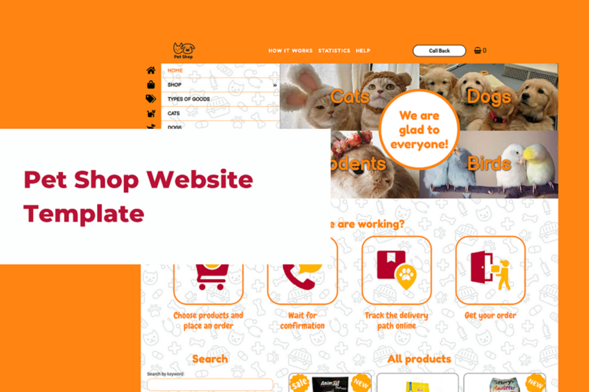 Pet Shop Website Template, a HTML Template by Ordasoft (Photo 1 of 3)
