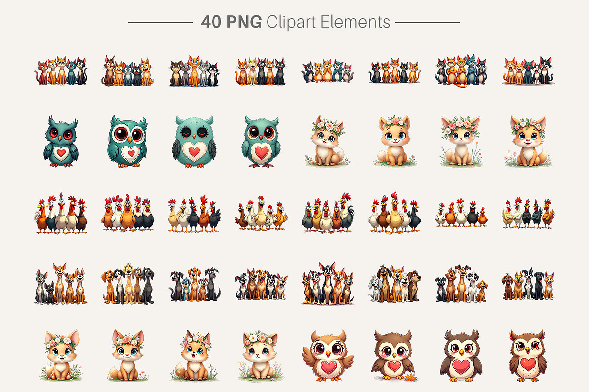 Whimsical Animal Emotions Clipart, an Illustration by Artnoy (Photo 2 of 8)