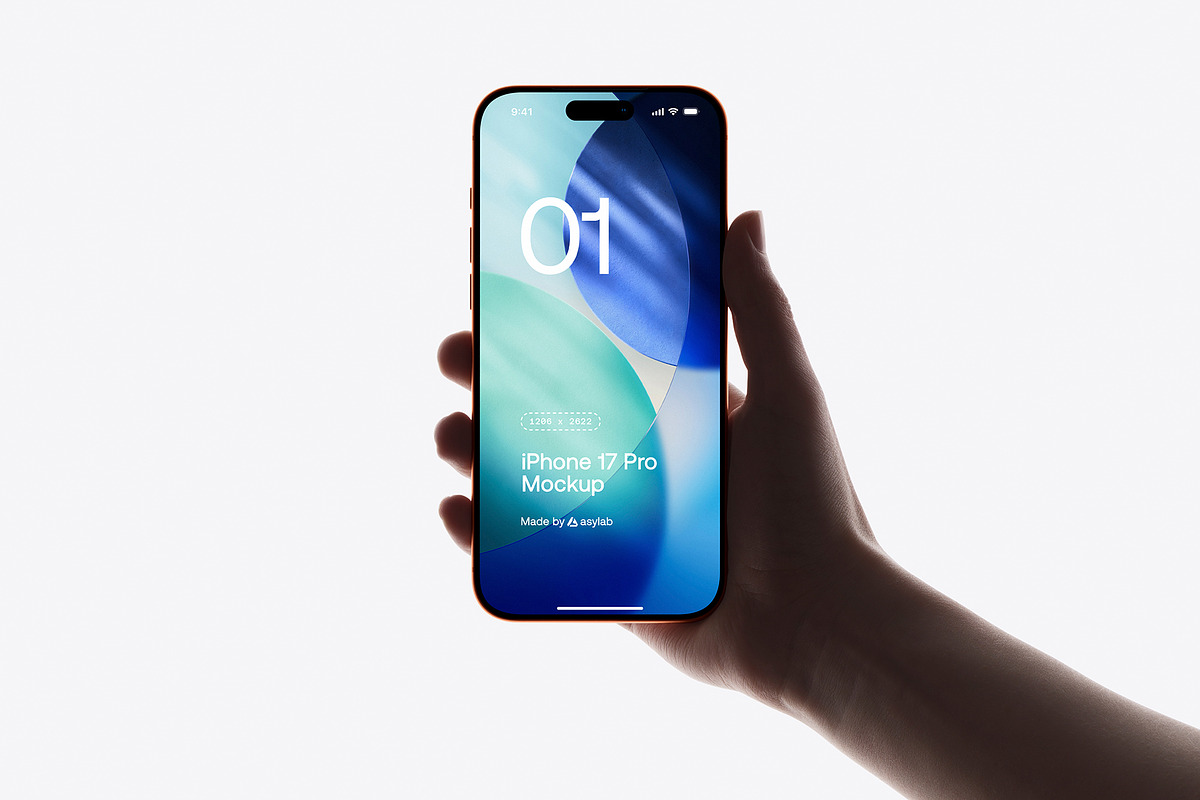 24 iPhone 17 Pro in Hand Mockups, an iPhone Mockup by Asylab (Photo 15 of 107)