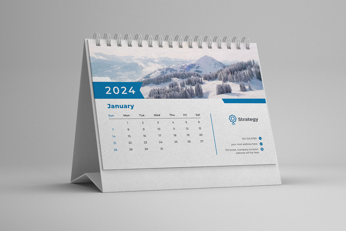 Desk Calendar 2024, a Print Template by Uiparvin (Photo 1 of 2)