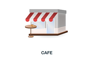 Cafe Icon. 3d Illustration From