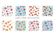 Summer Fruits Seamless patterns, an Illustration by JennyColorArt (Thumbnail 3 of 6)