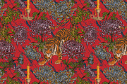 Tiger, candle, chrysanthemums, a Pattern Graphic by NayaChu (Thumbnail 4 of 9)
