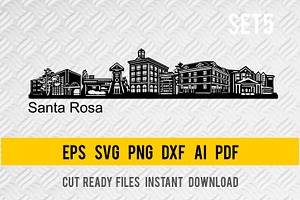 Santa Rosa City Skyline Cut SVG