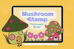 House Mushroom Coloring Template