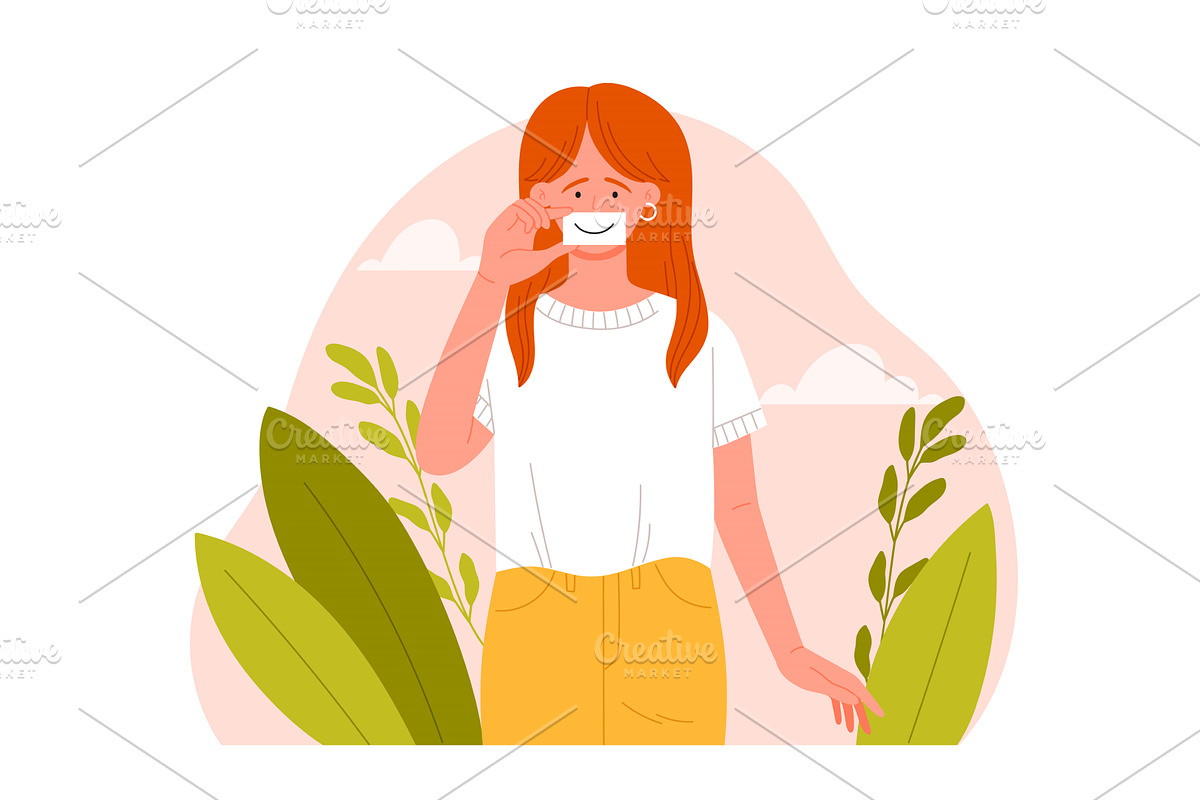 A Cheerful Young Woman Engaging in, an Illustration by Flashvector