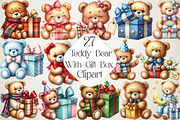 Teddy Bear with Gift Box Clipart, an Illustration by DreamPrint404 (Thumbnail 1 of 4)