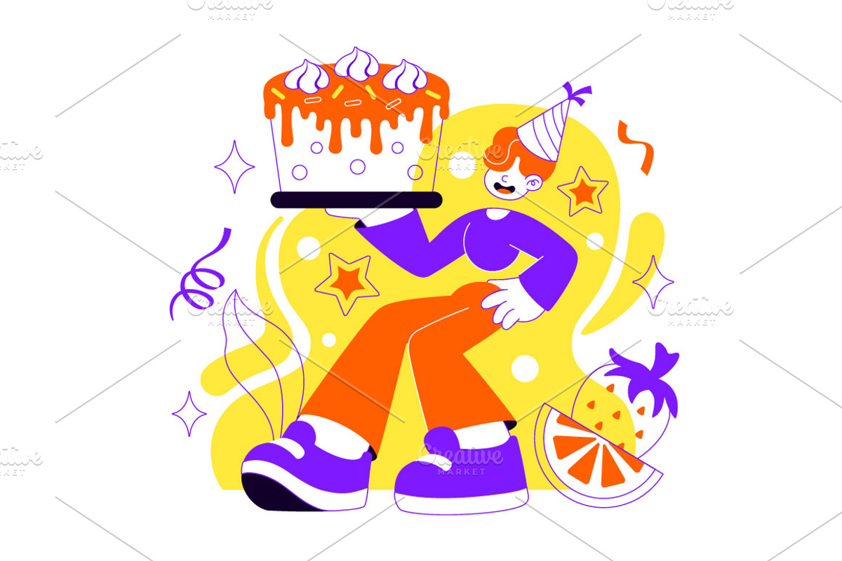 4 Birthday Cake Vector Illustration, a Food Illustration by denayunebgt (Photo 2 of 4)