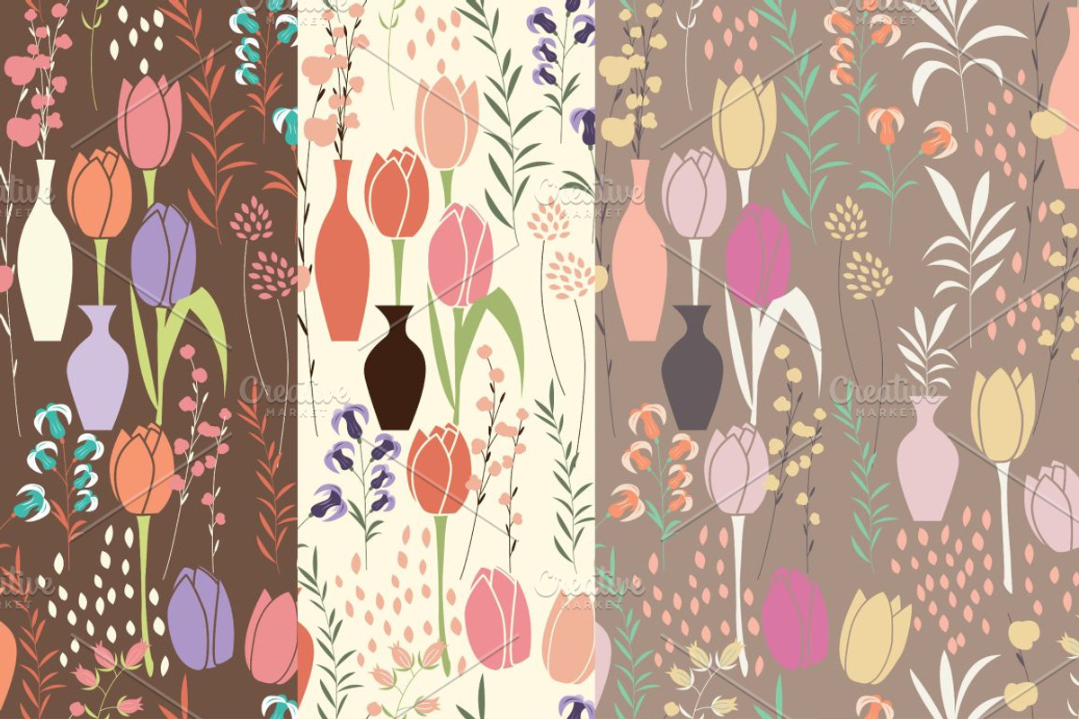 7 Spring Patterns - Tulips & Lilies, a Pattern Graphic by Blue Lela Design