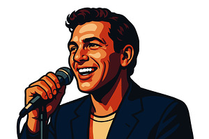 Portrait of Male Singer Performing, a Person Illustration by AlexArt