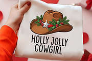 Holly Jolly Cowgirl Cowboy Hat PNG, a Seasonal Illustration by CrexoraLab (Thumbnail 2 of 4)