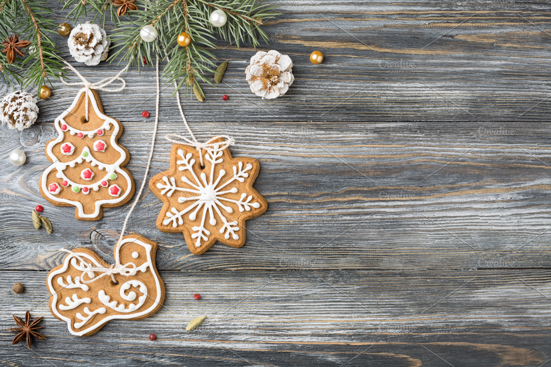 Christmas Gingerbread cookie on gray, a Food & Drink Photo by Julia Manga