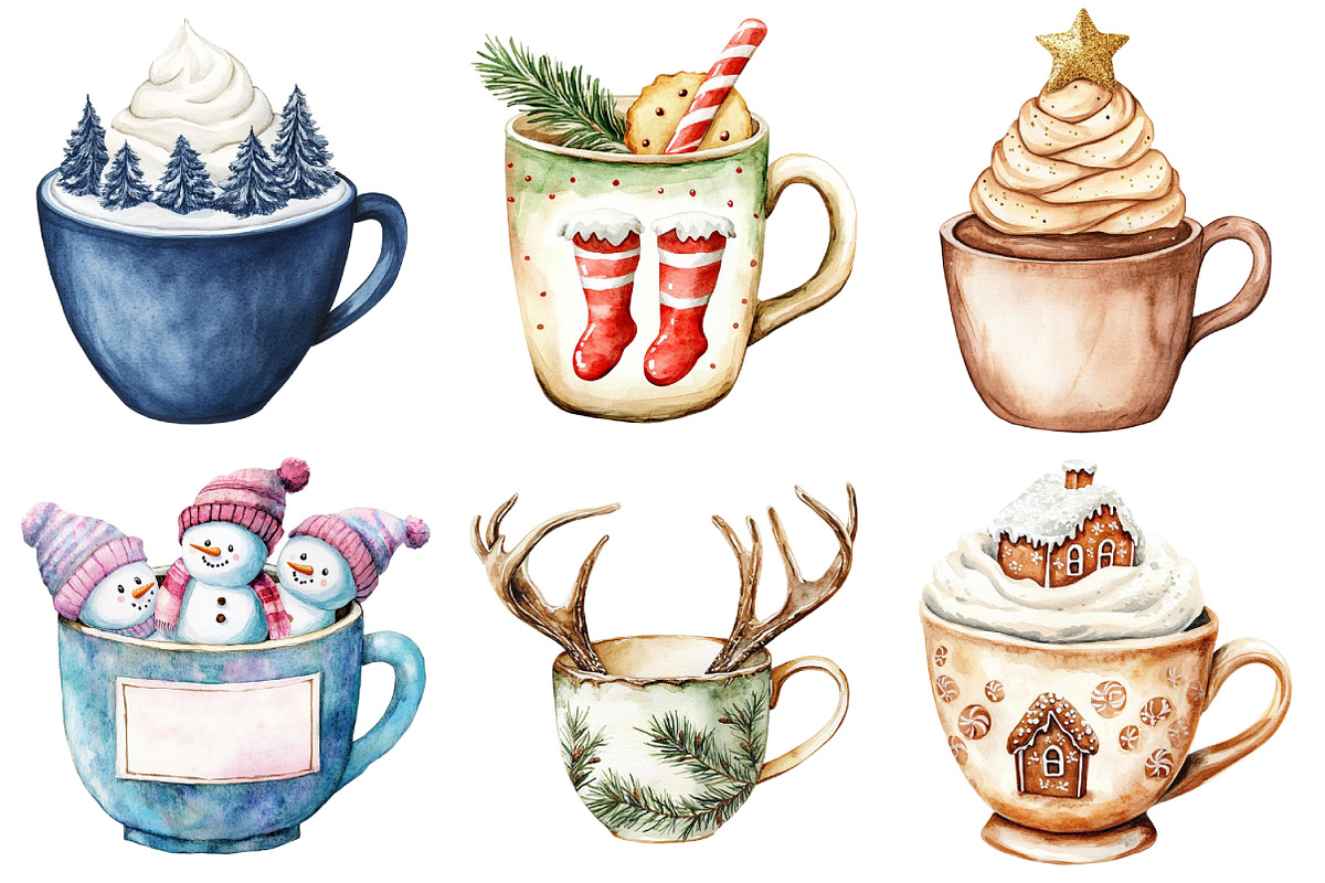 Christmas Coffee Cup Clipart, an Illustration by Daily.Designs (Photo 2 of 5)