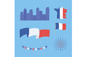 france flag map set, an Illustration by studiogstock