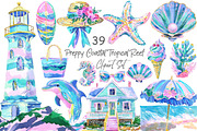 Preppy Coastal Tropical Reef Clipart, an Illustration by Libby Wishes (Thumbnail 1 of 4)