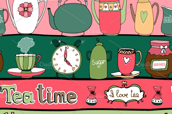 Tea Time Seamless Pattern