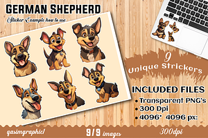 German Shepherd Stickers For Kids