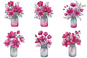 Spring Flowers Mason Jar Clipart, an Illustration by Designking (Thumbnail 2 of 5)