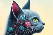 Cat from a Far Away Fantasy Land, an Animal Illustration by Sharon Schwalbe (Thumbnail 1 of 2)