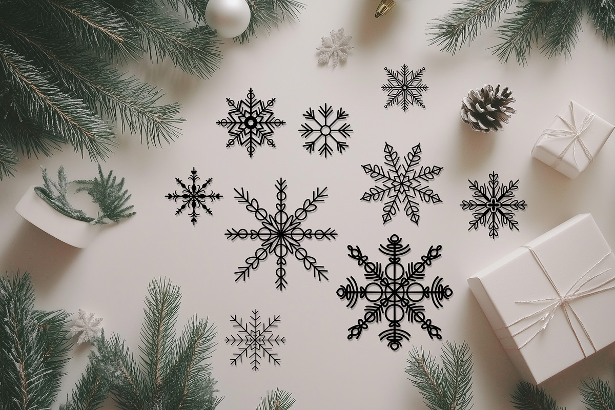 50 Snowflakes SVG Line Art, an Object Graphic by Dervik Art Store (Photo 4 of 7)