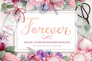 Exotic Watercolor Flowers Collection