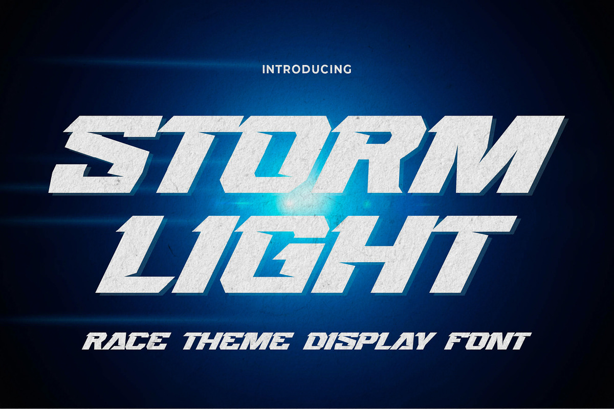 STORMLIGHT - Race Theme Display Font, a Font by Gassstype (Photo 1 of 9)