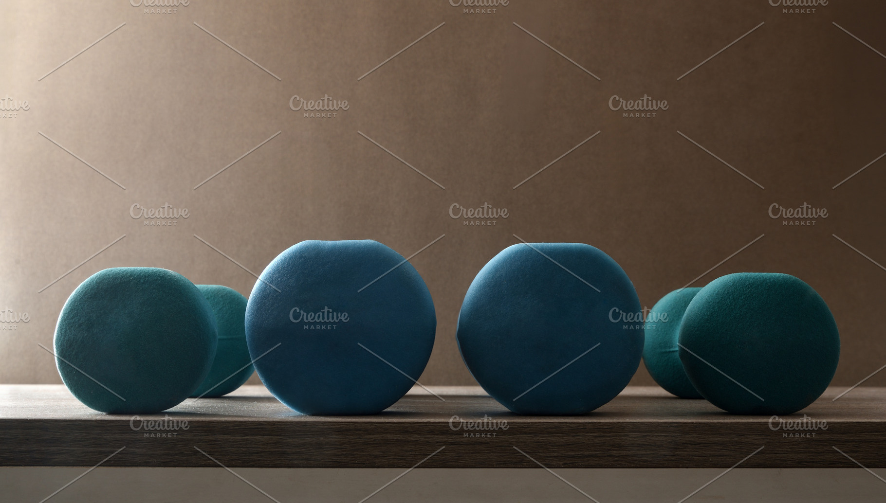 Colorful Neoprene Dumbbells on Wooden Shelf, a Sports & Recreation Photo by Davizro's Market