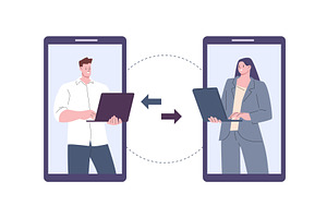 Remote file and information exchange, a Technology Illustration by Valerie Bodnar
