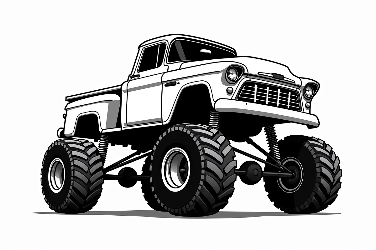 Monster Truck Line Art Bundle, an Illustration by Designs_River (Photo 2 of 9)