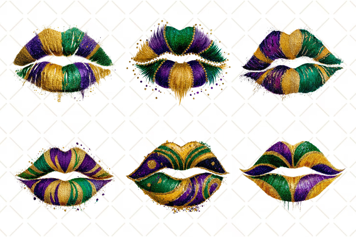 Mardi Gras Lips Clipart Mardi Gras, an Illustration by Black Bird Studio (Photo 4 of 6)