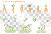 Cute bunny watercolor clipart set, an Illustration by susie-p-art (Thumbnail 6 of 16)
