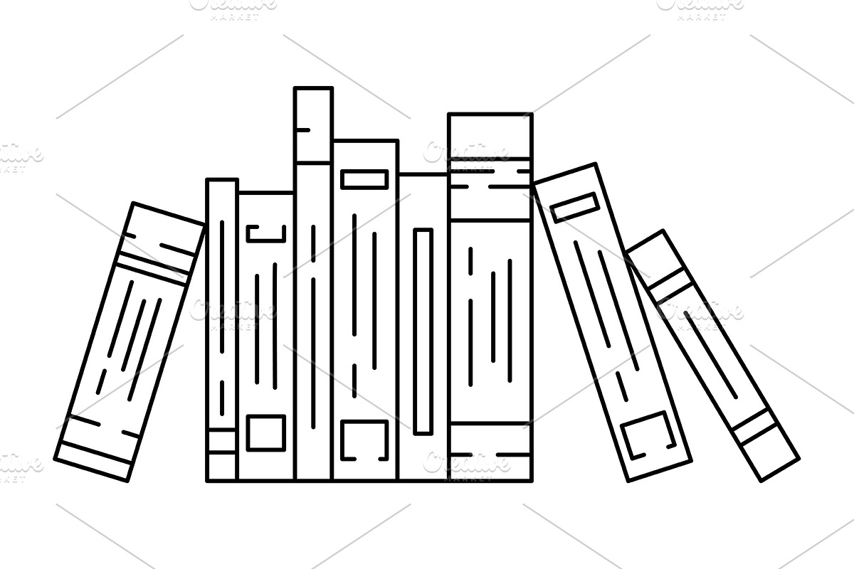 Illustrations of books stack., an Outline Icon by incomible