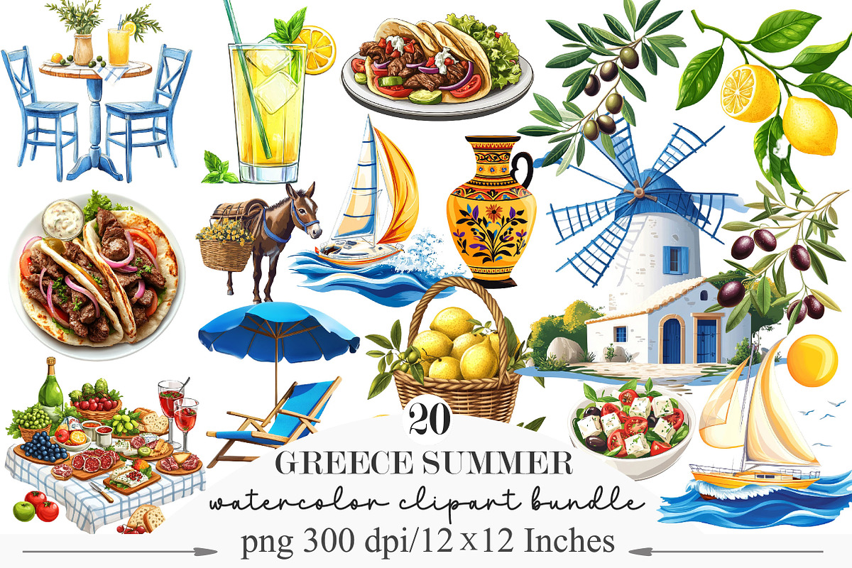 Greece Summer Clipart, an Illustration by Designking (Photo 1 of 3)