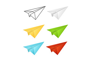 Paper Plane Set. Vector