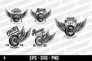 Motorcycle racing emblems, a Transportation Illustration by Vectorhight