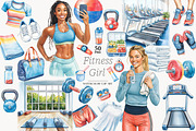 Fitness Girl Clipart Collection, a Sport Illustration by GlamArtZhanna (Thumbnail 1 of 8)