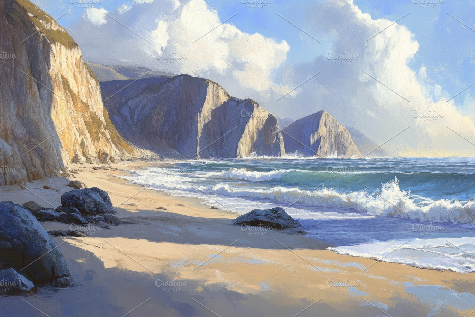 Coastal view with rocky cliffs, sand, a Photo by Iftikhar Alam