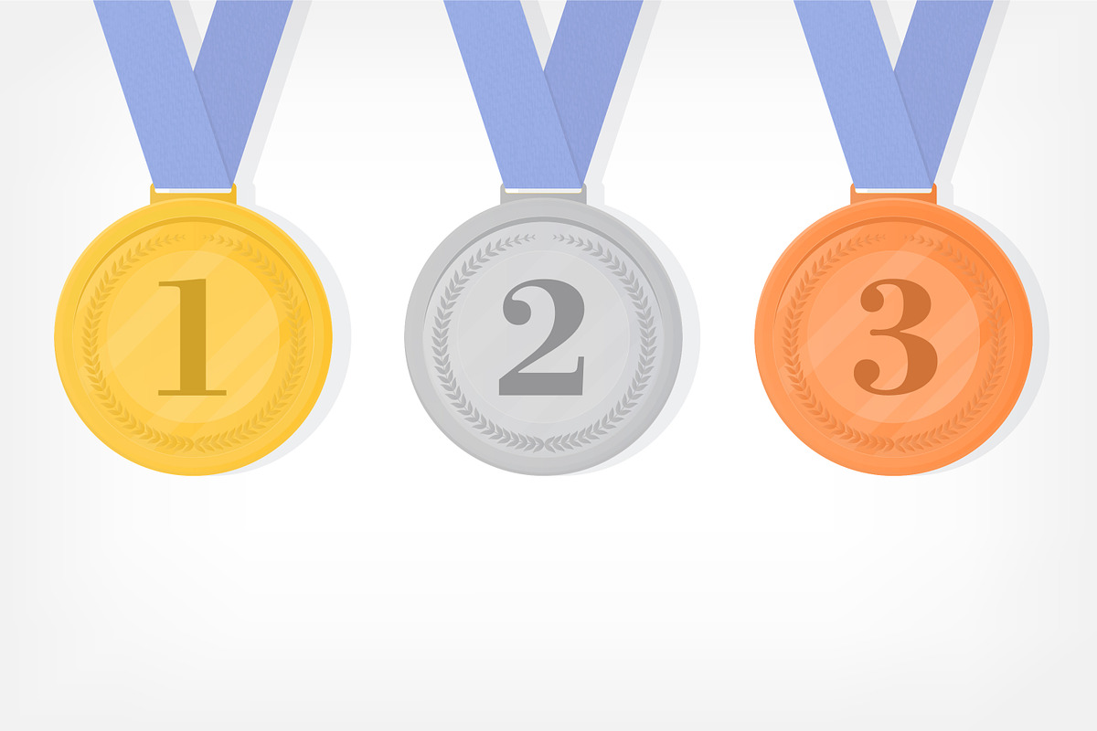Gold, silver and bronze medals set, a Decorative Illustration by Good Studio (Photo 3 of 3)