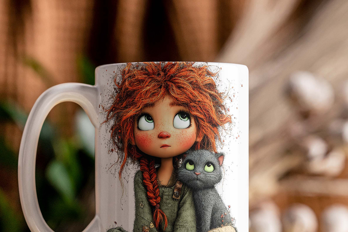 Whimsical Girl and Cat Clipart Set, a Person Illustration by one-touch (Photo 3 of 18)
