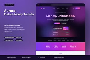 Fintech Money Transfer Landing Page, an UI Kit Template by Pitchlook.Studio